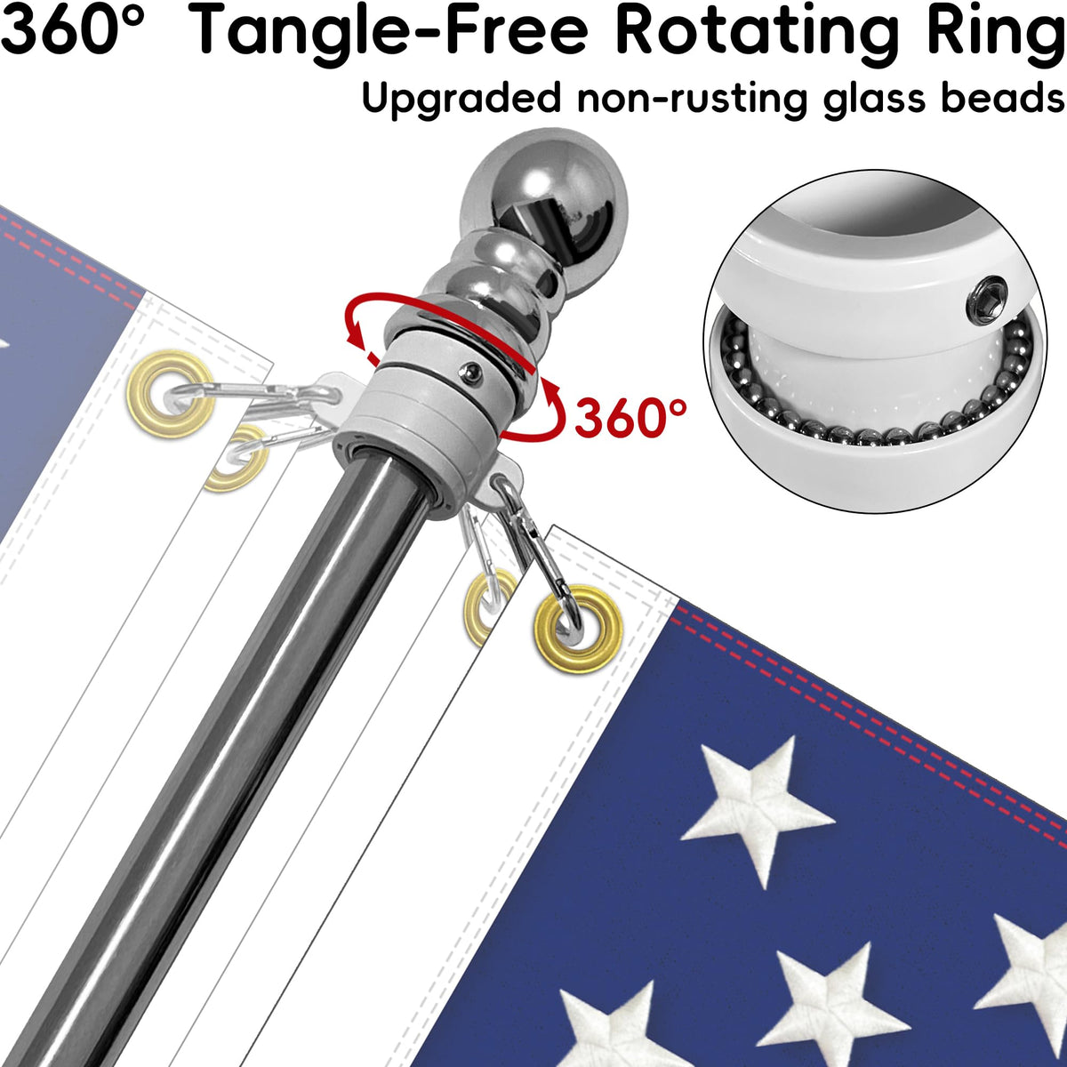 6 FT Stainless Steel Flag Pole Kit, 2 Packs G7543