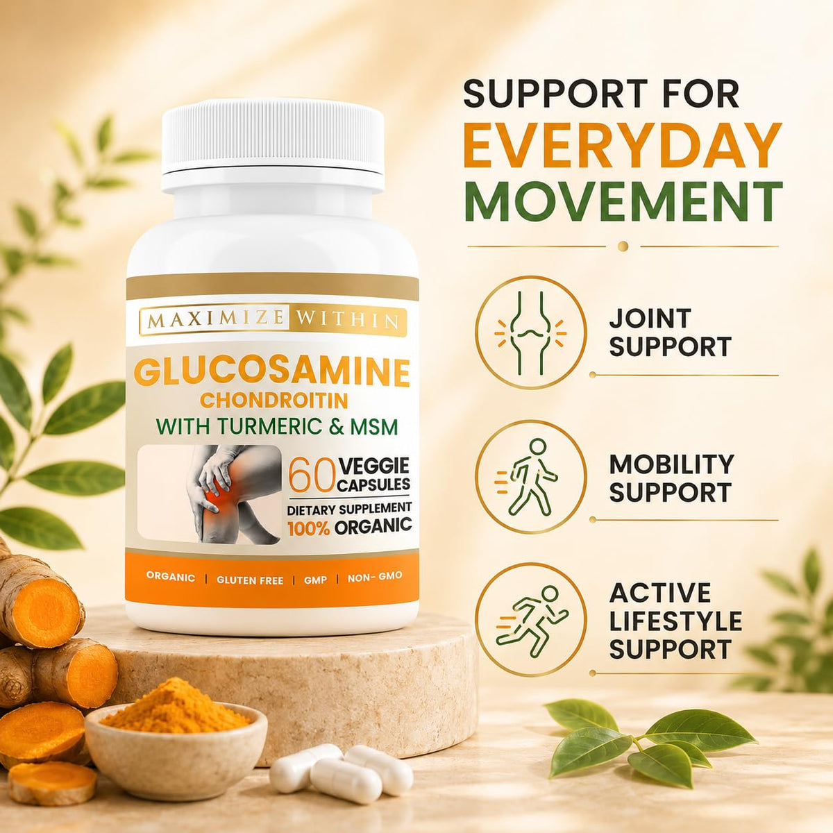 Glucosamine Chondroitin Turmeric MSM 60 Veggie Capsules K154078