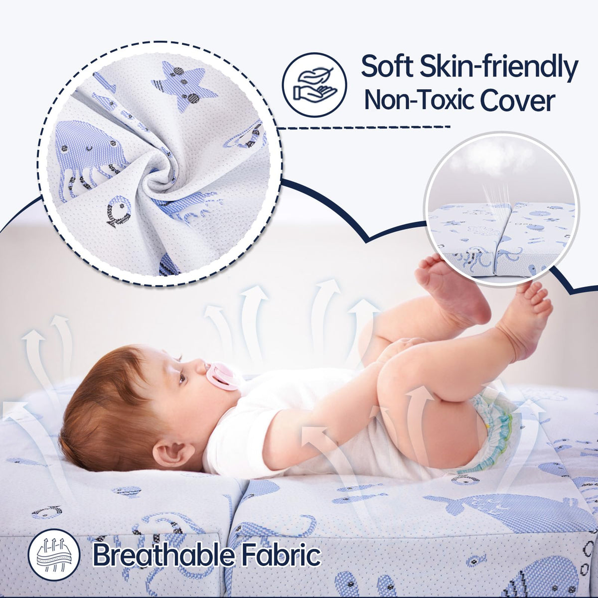 Dual Sided Soft & Firm Memory Foam Trifold Pack and Play Mattress A373668