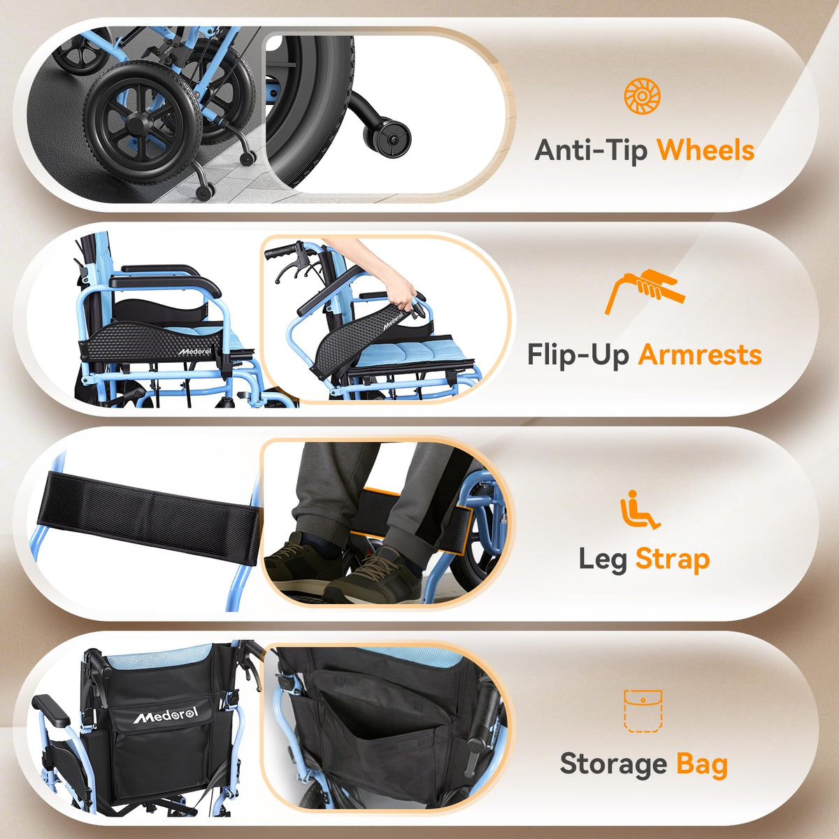 Foldable Transport Wheelchair D8747