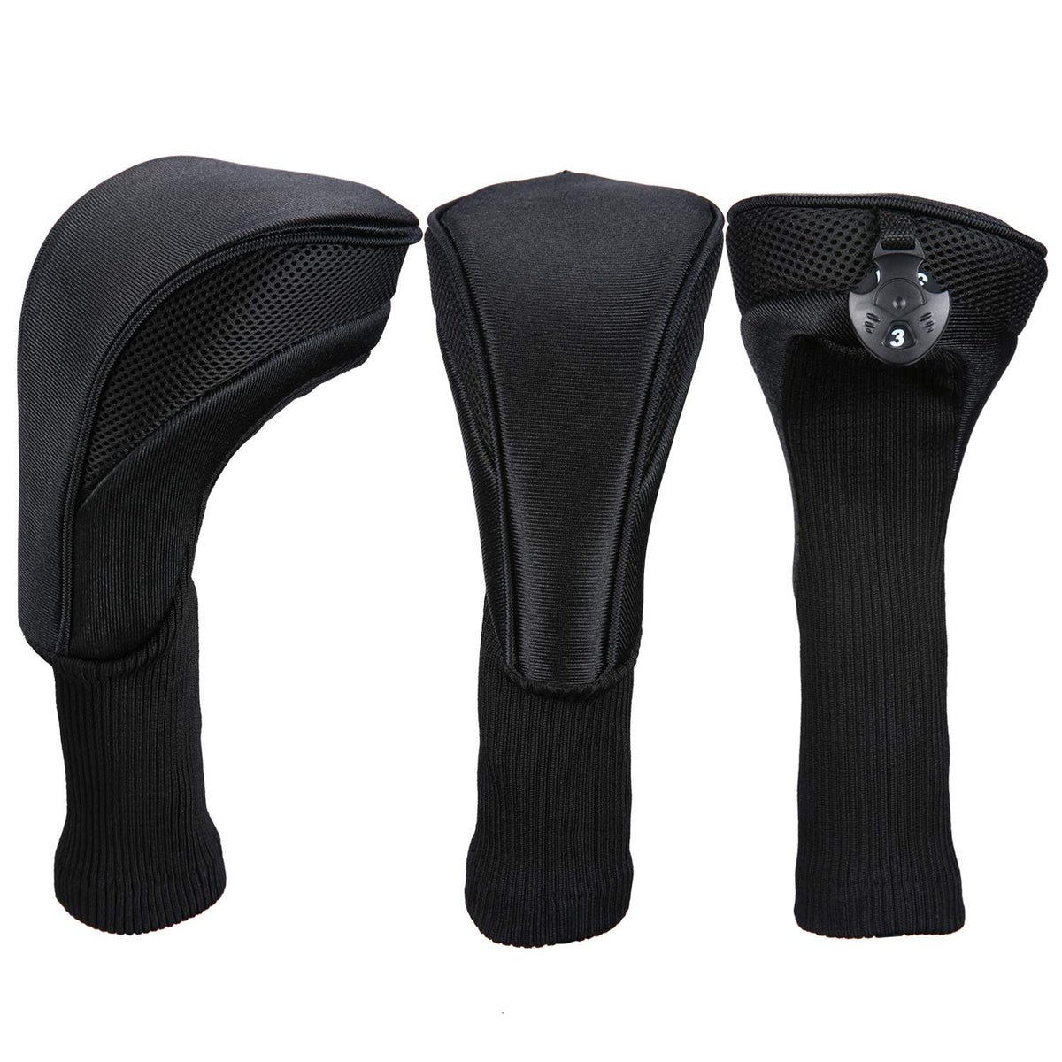 Black Golf Club Head Cover 3 Pcs N438731