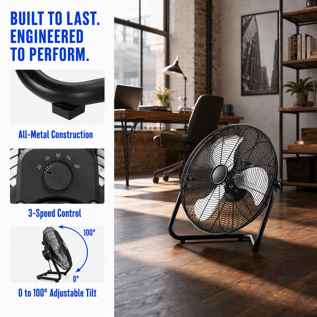 20" 3-Speed Metal Floor Fan 4-Pack Q16656