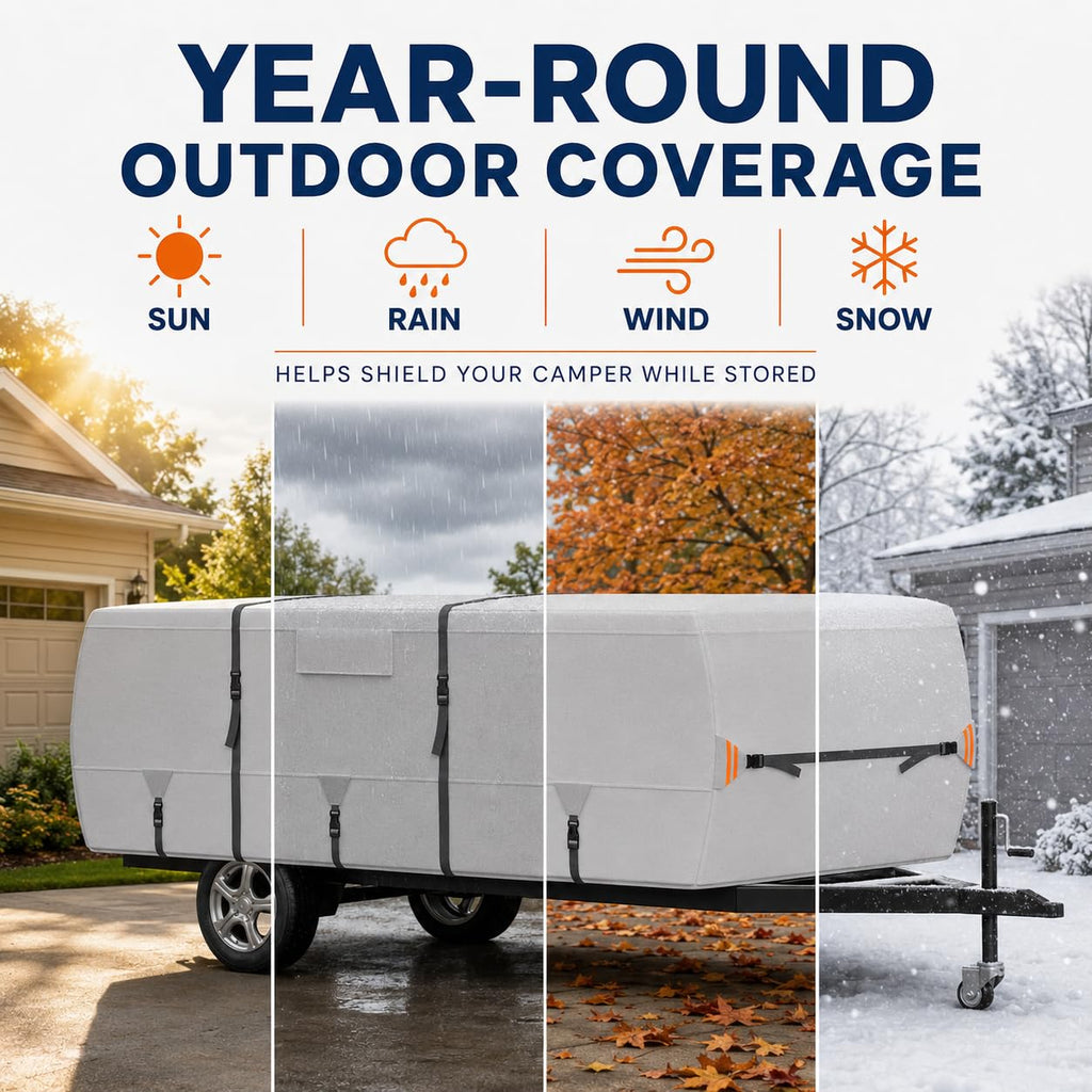Water-Resistant Pop Up Camper Cover with Straps Q305322