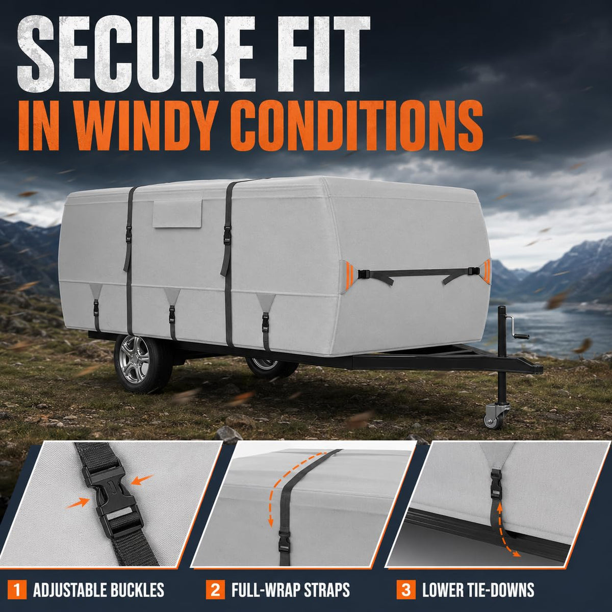 Water-Resistant Pop Up Camper Cover with Straps Q305322