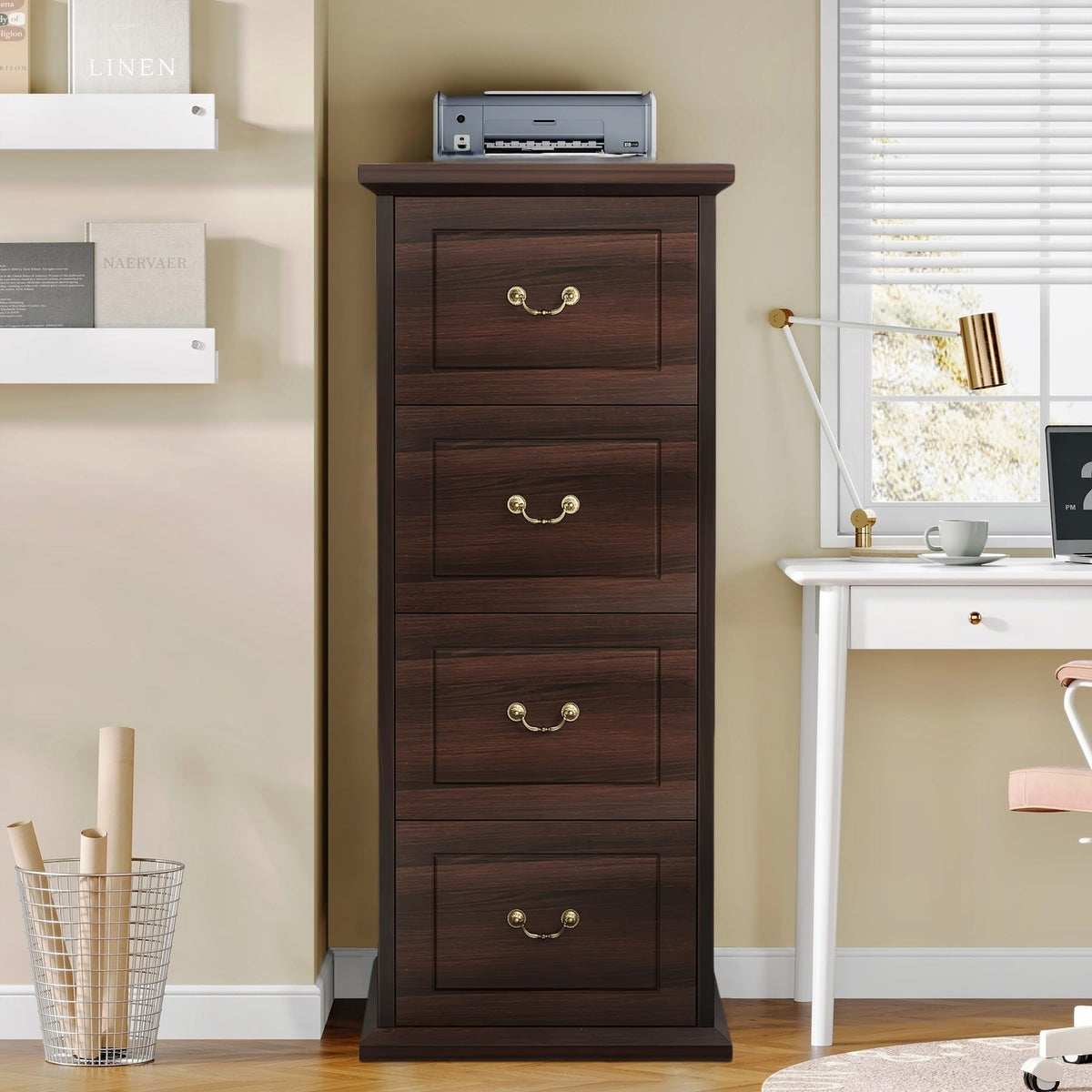 4 Drawer Dark Walnut File Cabinet K50959