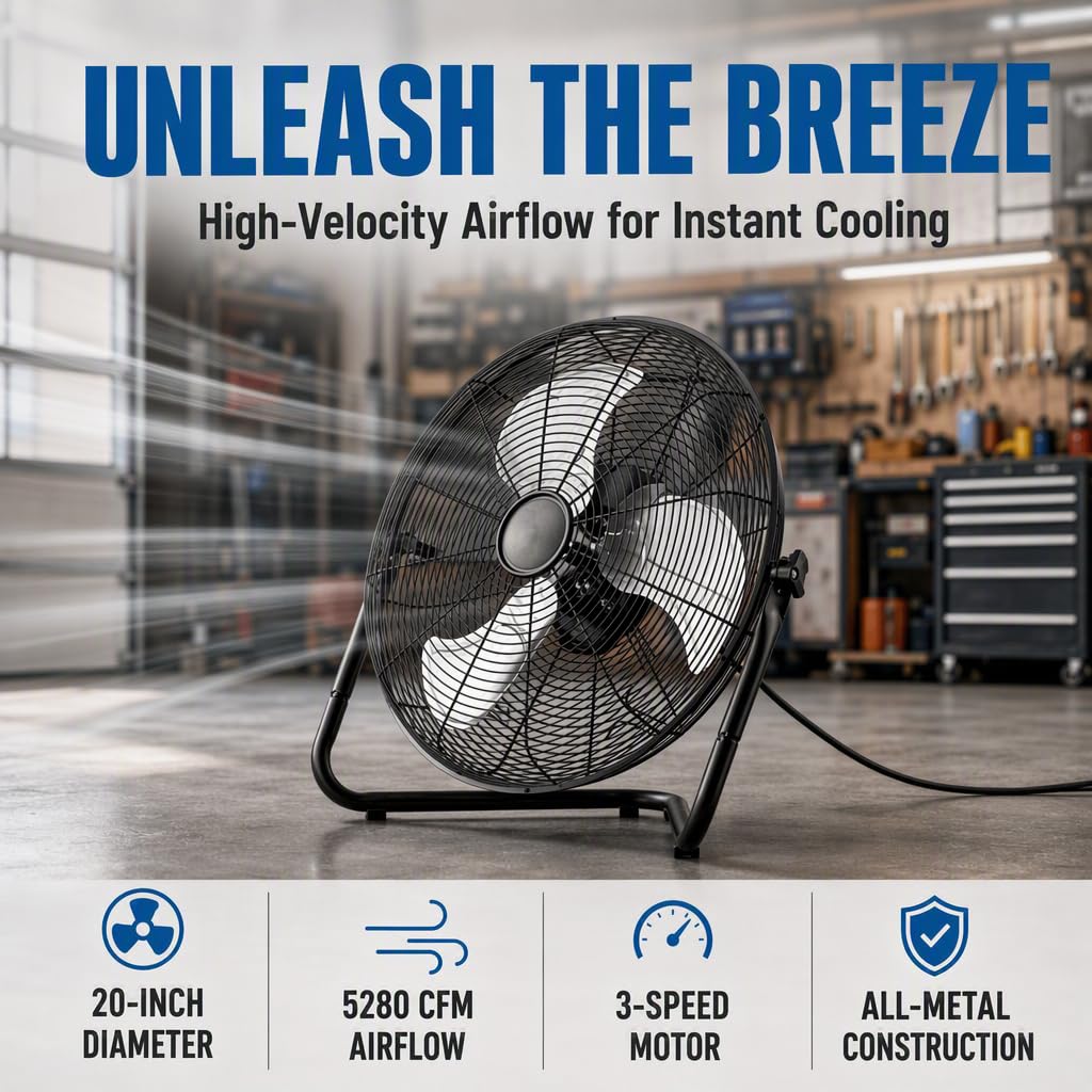 20" 3-Speed Metal Floor Fan 4-Pack Q16656