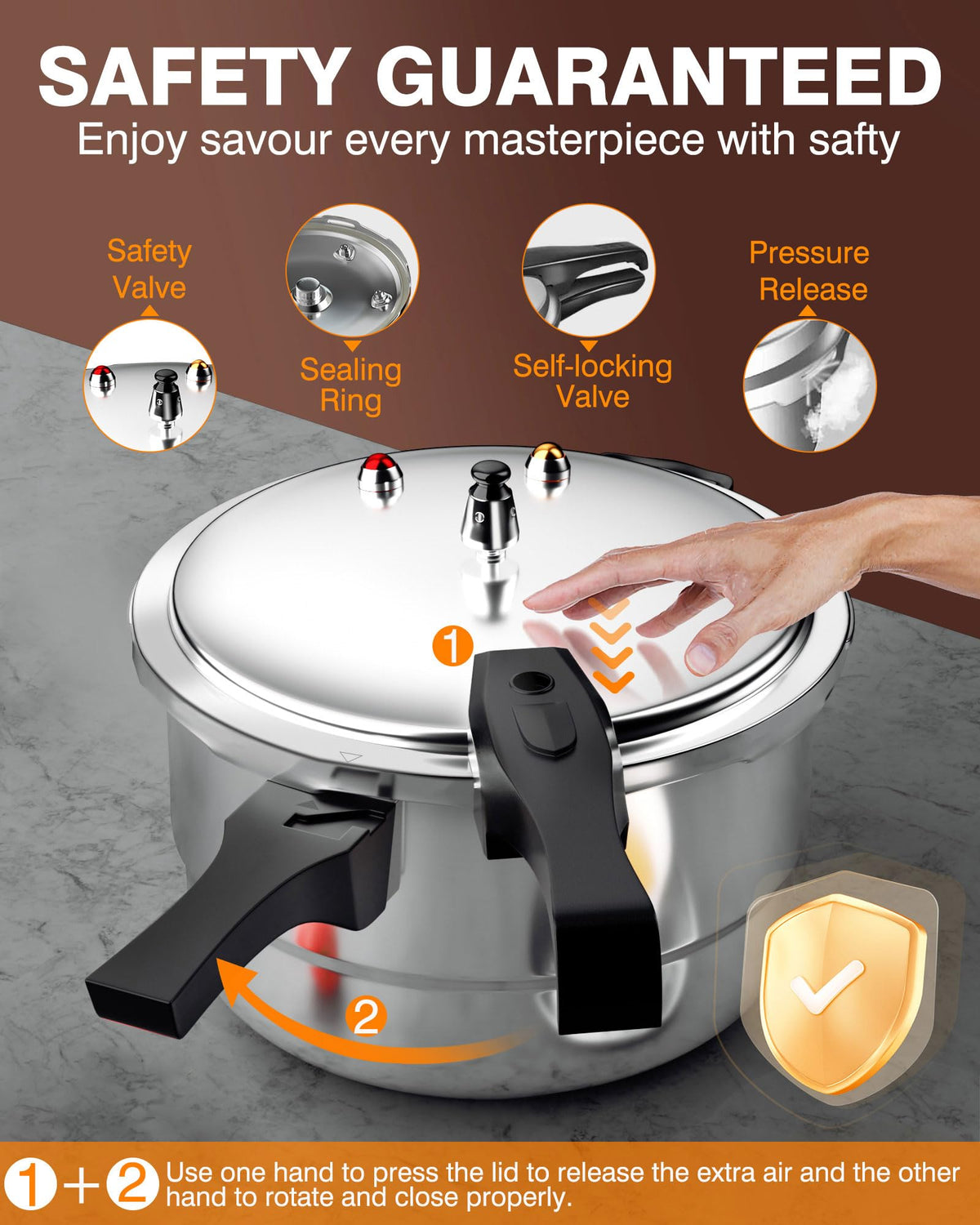 4QT Aluminum Pressure Cooker with Rack G47997