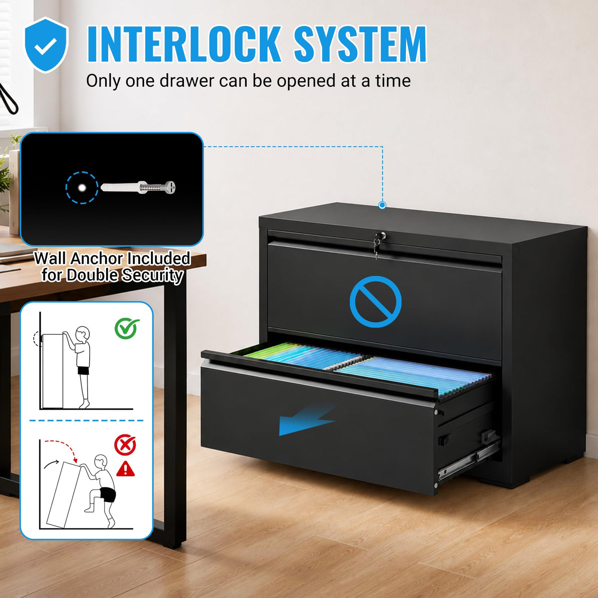 2 Drawer Metal File Cabinet with Lock Q20499