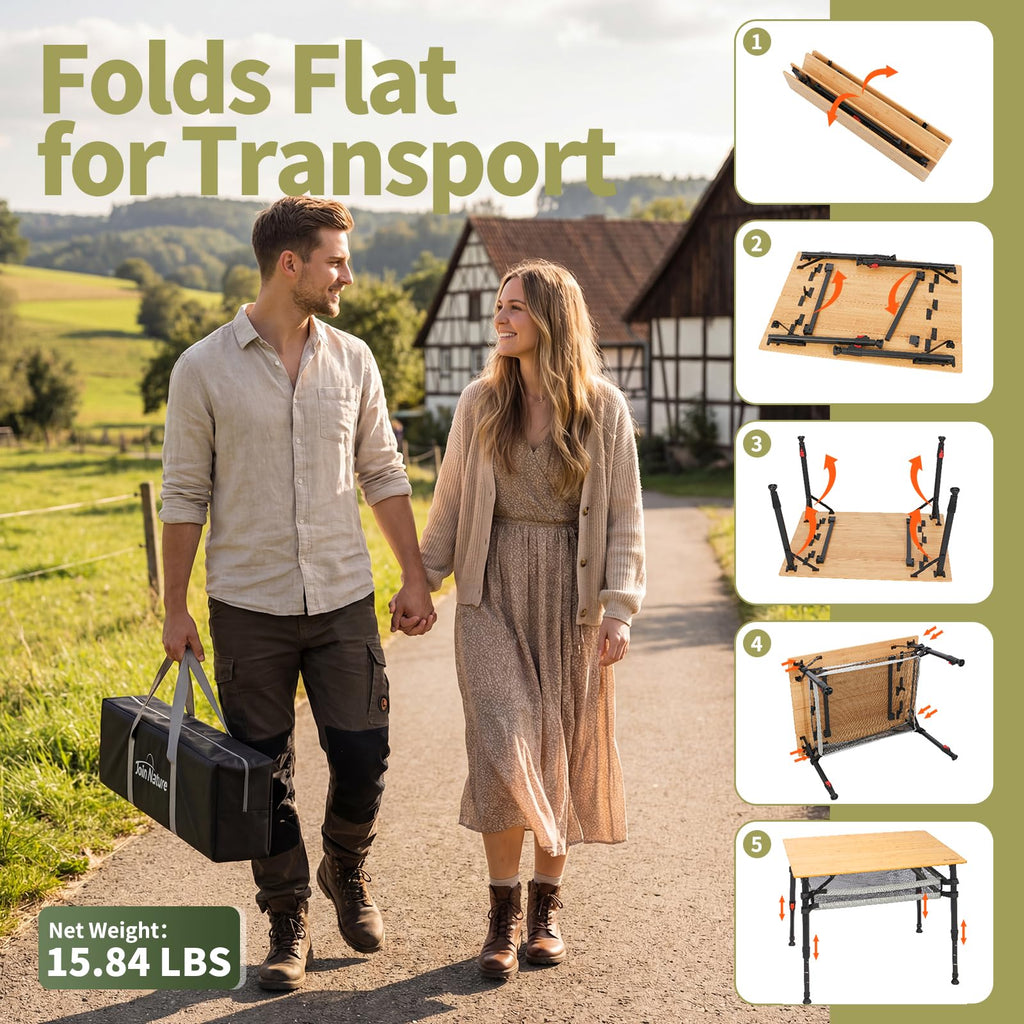 Bamboo Aluminum Folding Camping Table M32633