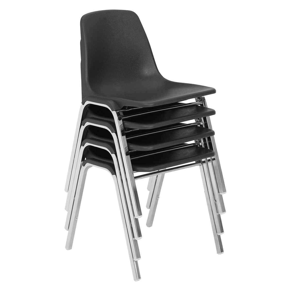 4 Pack Black Poly Shell Stacking Chair M721