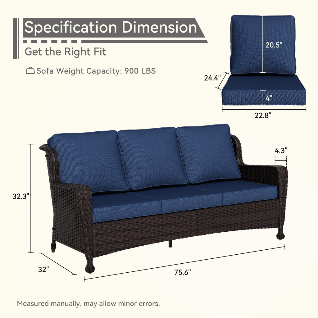3-Seater Wicker Sofa with Removable Cushions X478481
