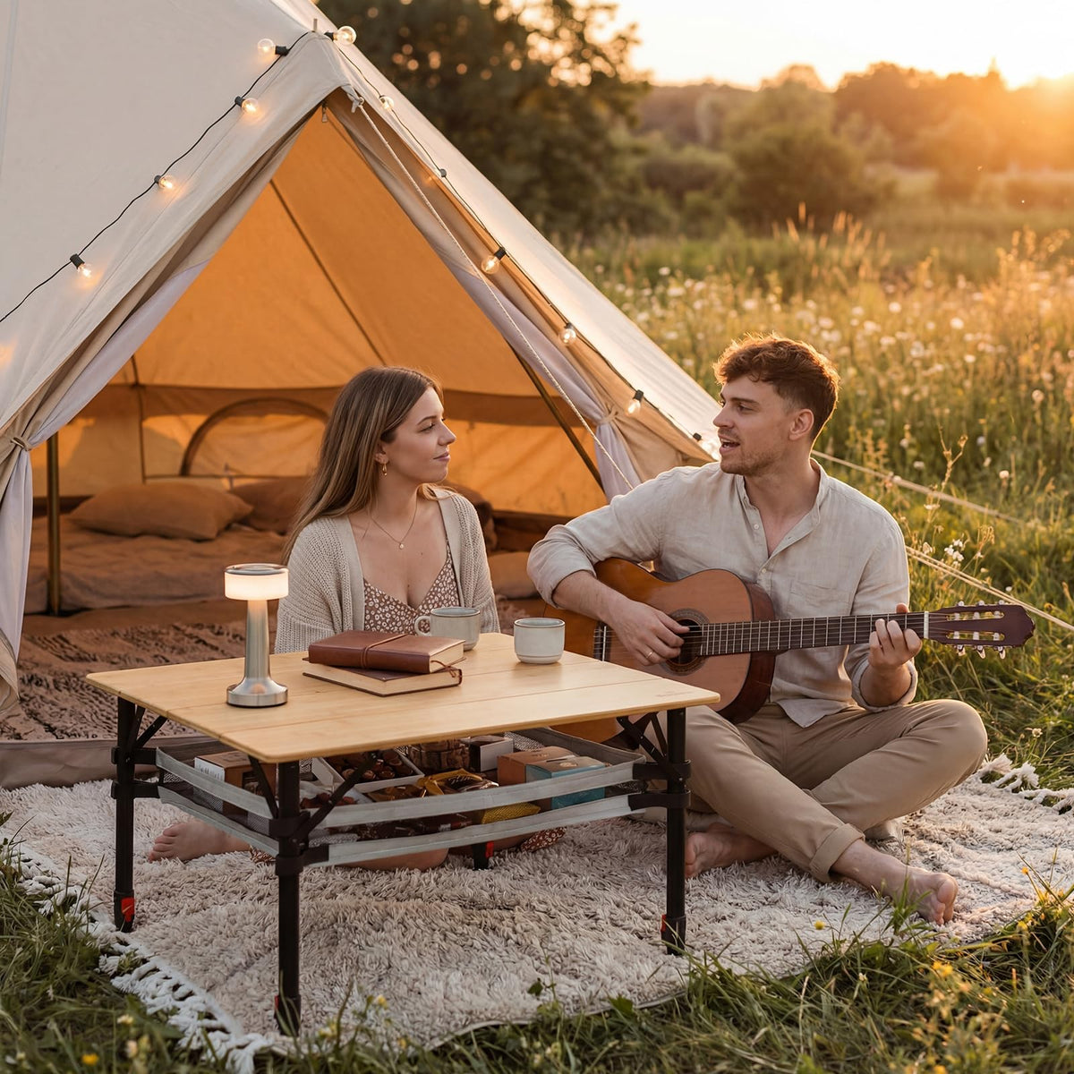 Bamboo Aluminum Folding Camping Table M32633