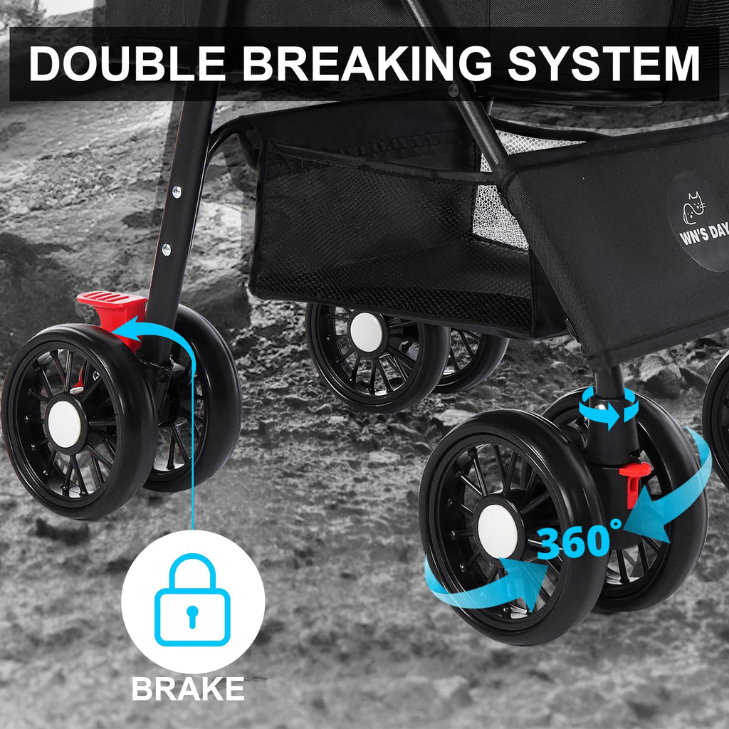 Foldable Pet Stroller with Removable Carrier and Storage Bag P2274