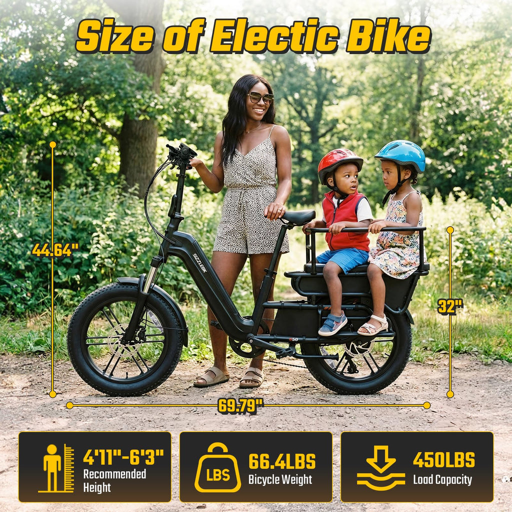Electric Bike with Seat, 1500W Motor 20" Fat Tire, 48V 15Ah Battery H4457