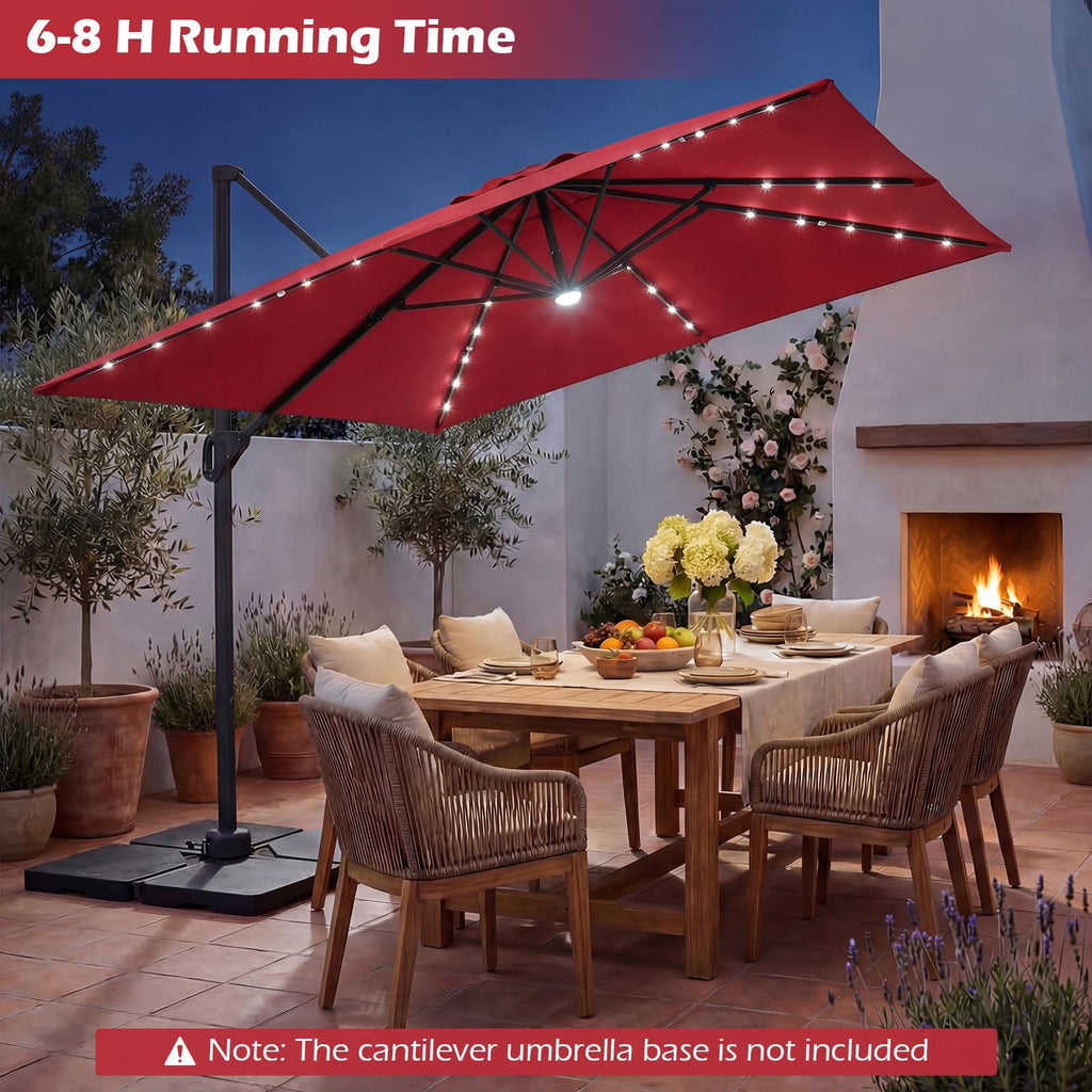 10ft Solar LED Patio Umbrella with Aluminum Pole J837425