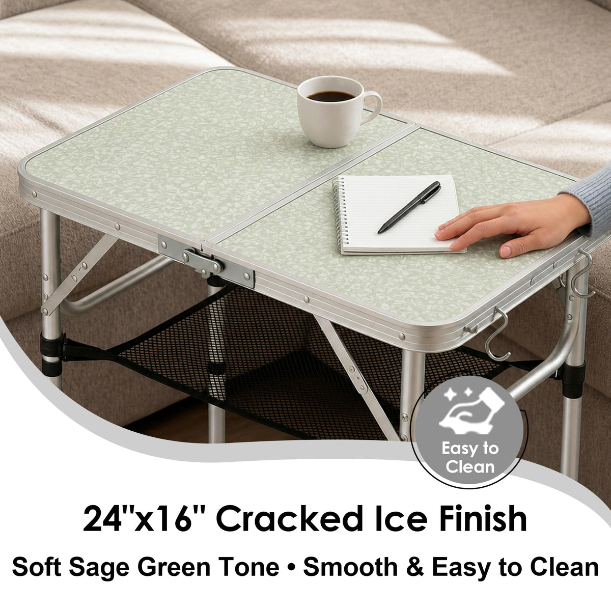 Folding Camping Table, Adjustable Height Portable Picnic Table, 24"x 16" J93885
