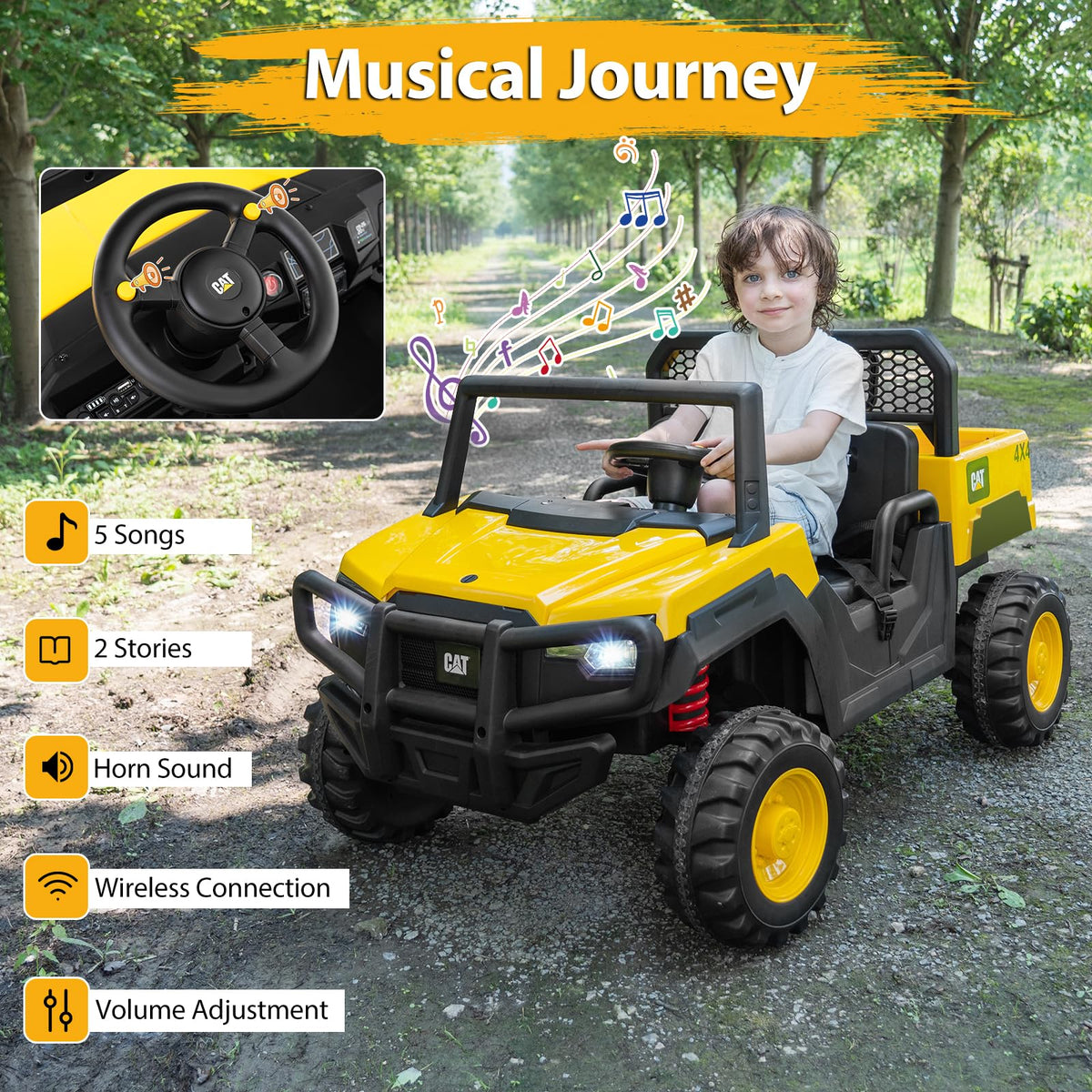 Yellow 24V Kids Ride on Dump Truck with Remote Control V9684