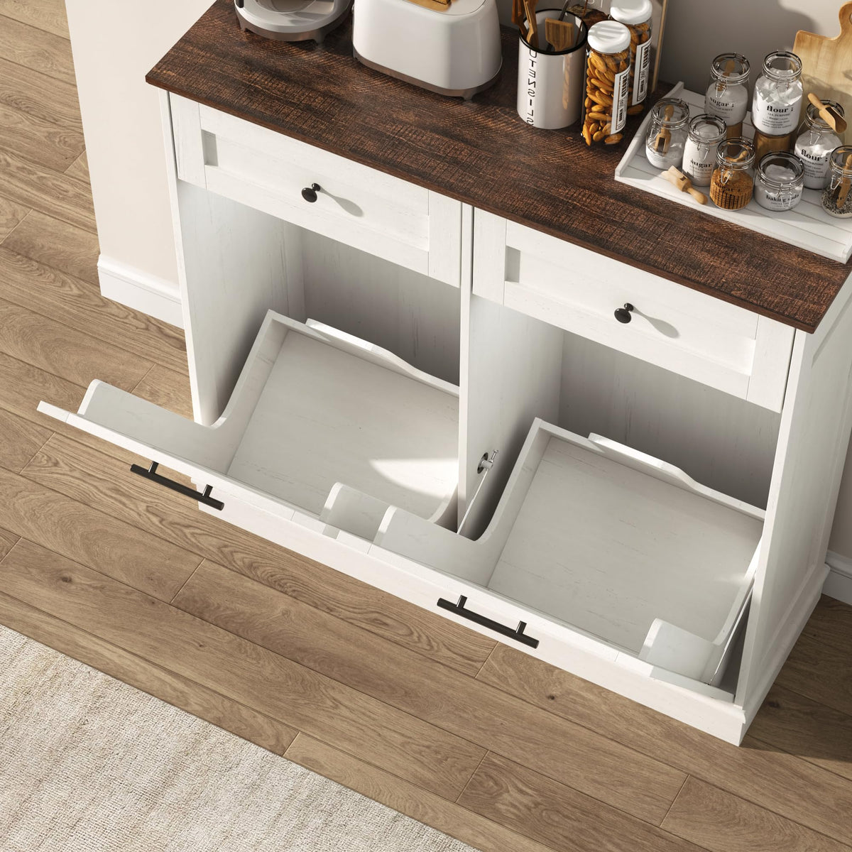 13 Gallon Double Tilt-Out Trash Can Cabinet F468
