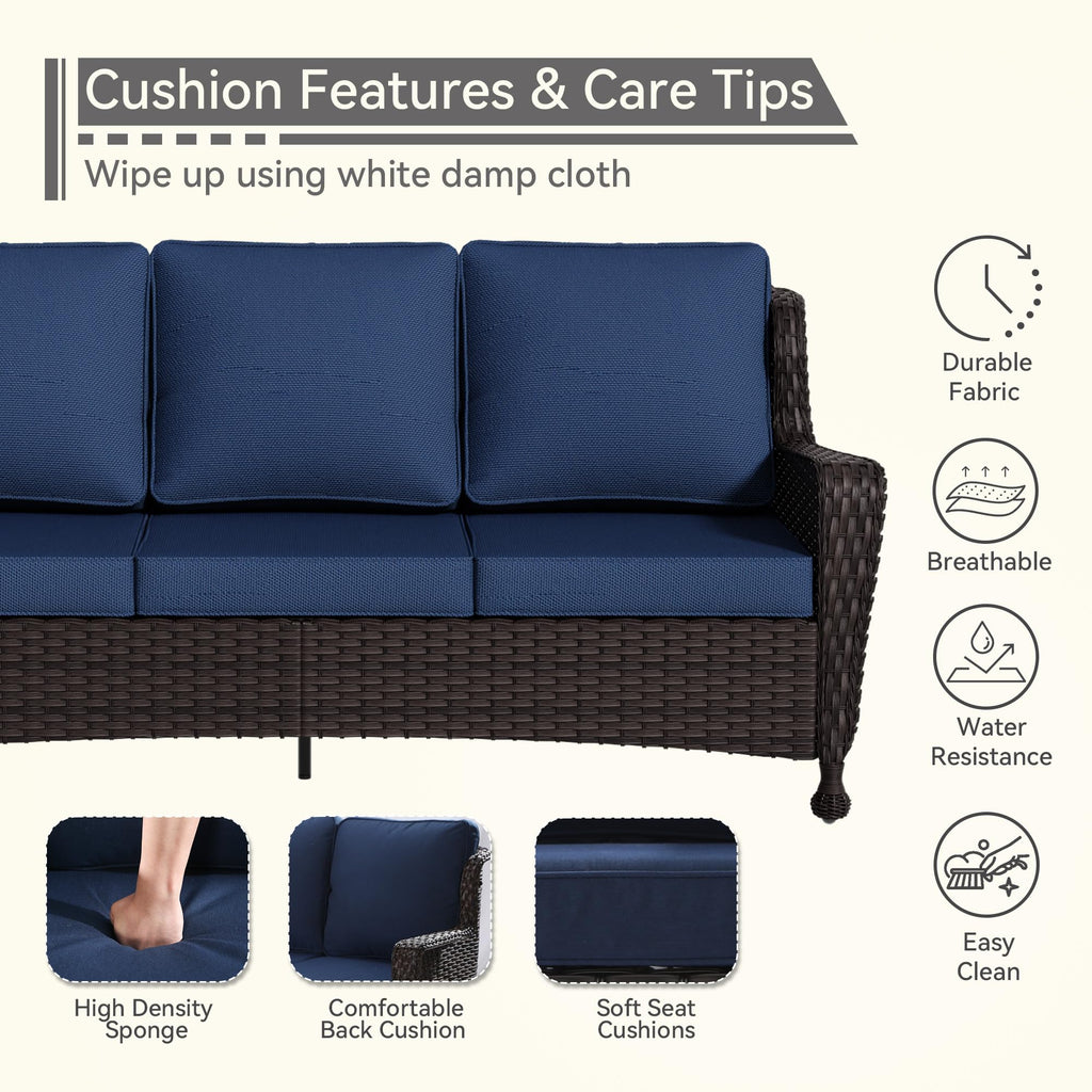 3-Seater Wicker Sofa with Removable Cushions X478481