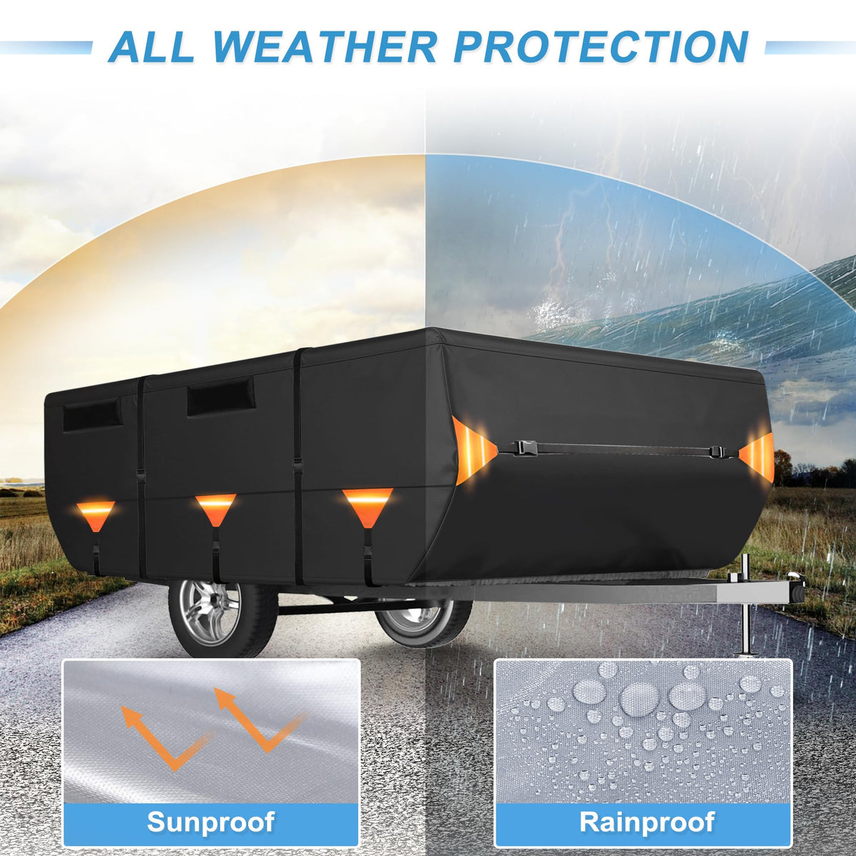 14ft-16ft Heavy Duty Oxford Waterproof Pop-Up Camper Cover Q901972