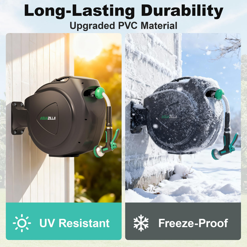Retractable Garden Hose Reel, 65FT +6FT 5/8" Wall Mounted G20988