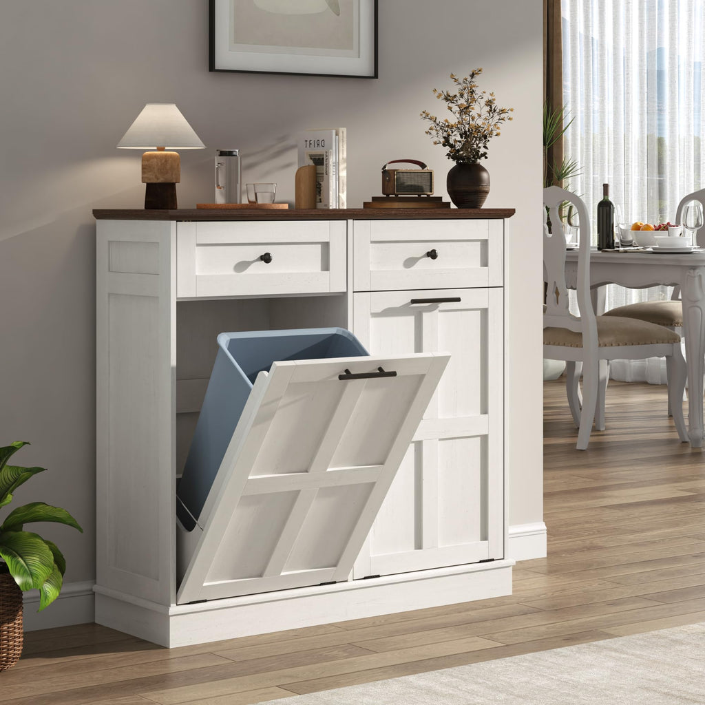 13 Gallon Double Tilt-Out Trash Can Cabinet F468