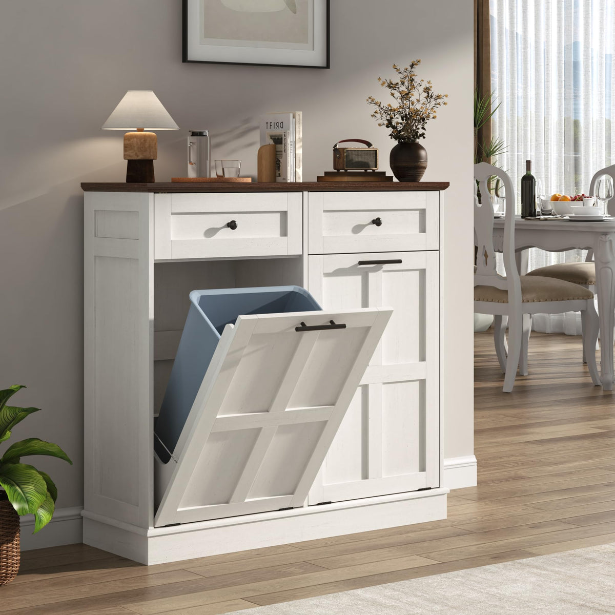 13 Gallon Double Tilt-Out Trash Can Cabinet F468