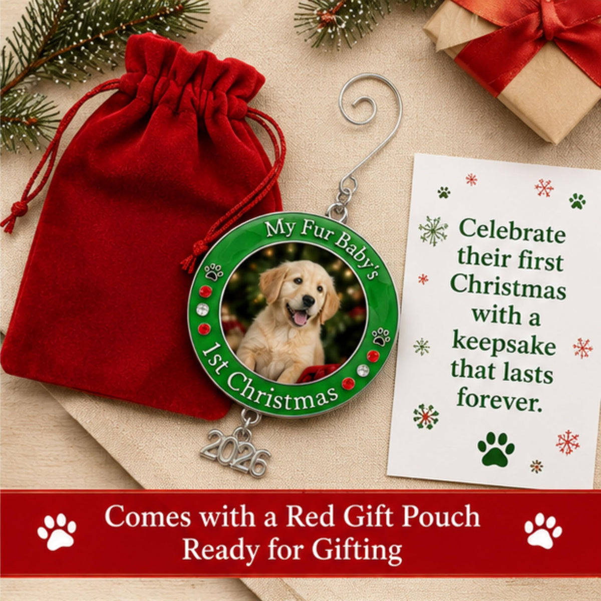 Dog Christmas Photo Ornament 3-Pack 3 Inch Z594860