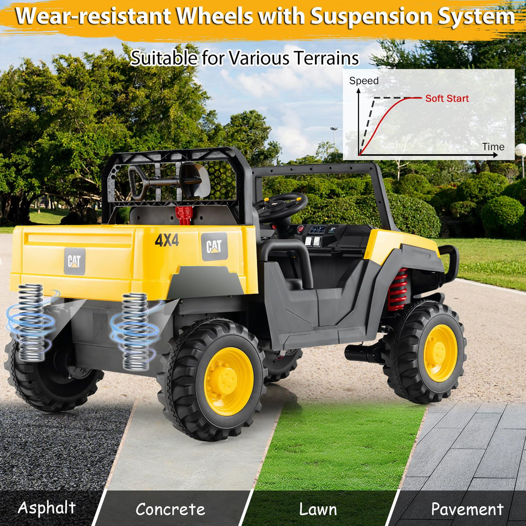 Yellow 24V Kids Ride on Dump Truck with Remote Control V9684