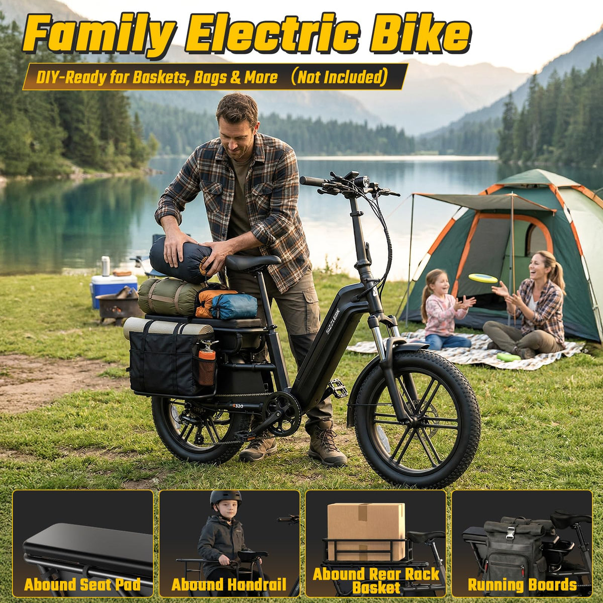 Electric Bike with Seat, 1500W Motor 20" Fat Tire, 48V 15Ah Battery H4457