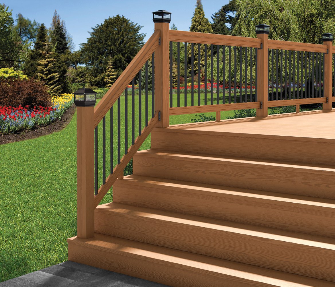 6 ft. Southern Yellow Pine Stair Rail Kit with Black Balusters T390