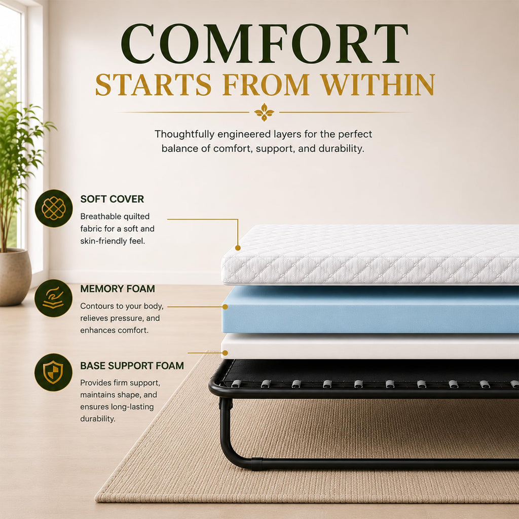 14” Folding Bed with 3-Inch Memory Foam Mattress I142486