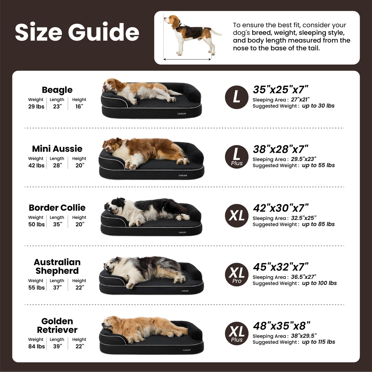 Black 42" Orthopedic Dog Beds M6587