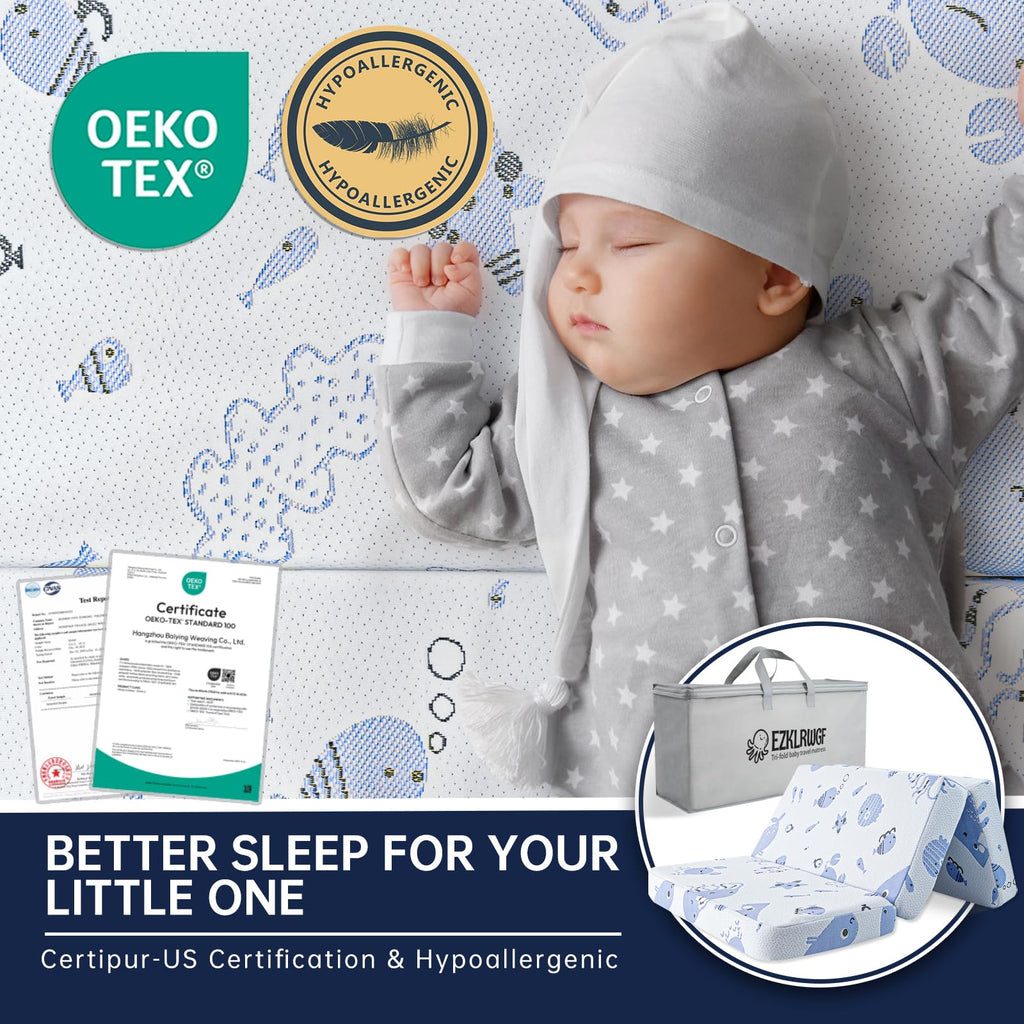 Dual Sided Soft & Firm Memory Foam Trifold Pack and Play Mattress A373668