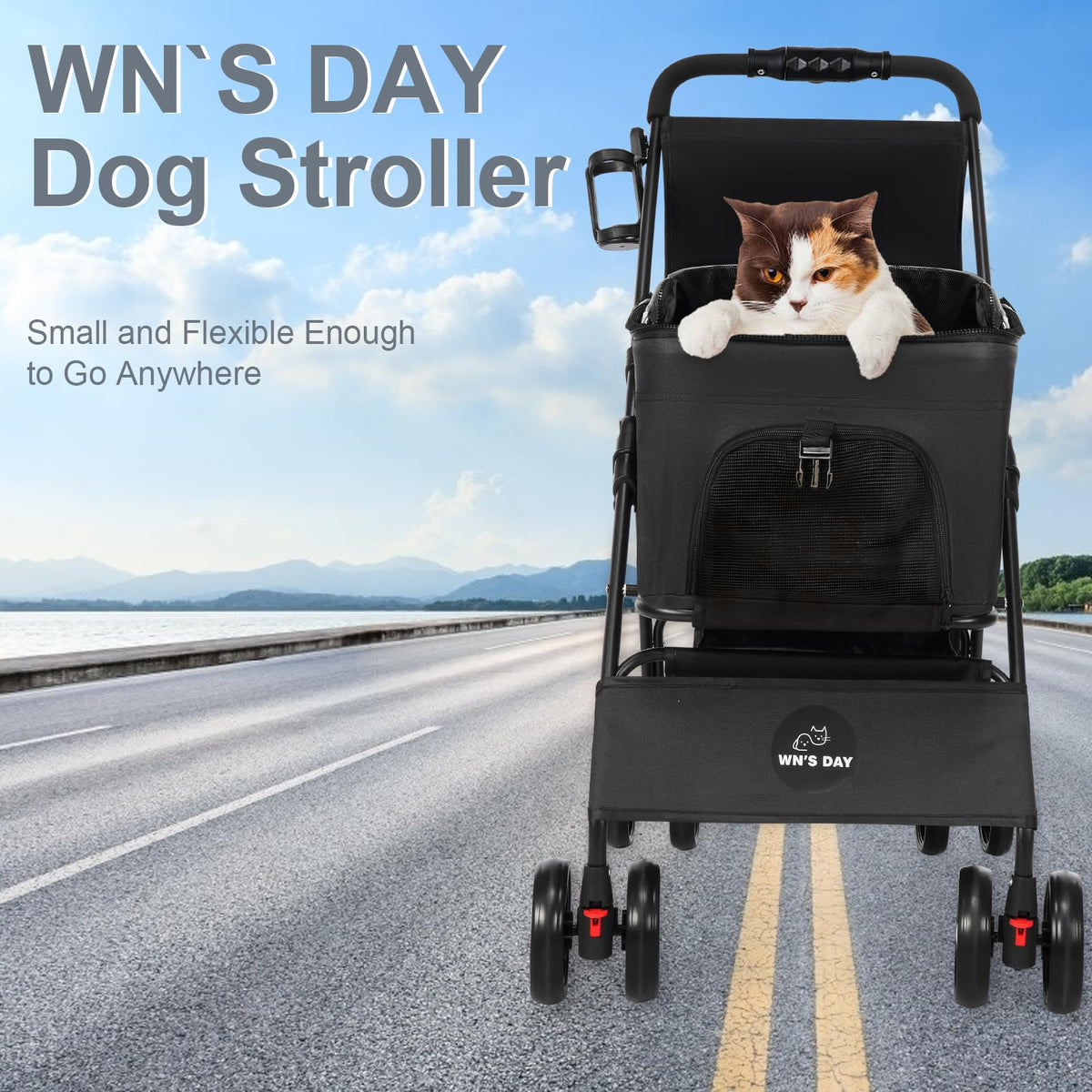 Foldable Pet Stroller with Removable Carrier and Storage Bag P2274