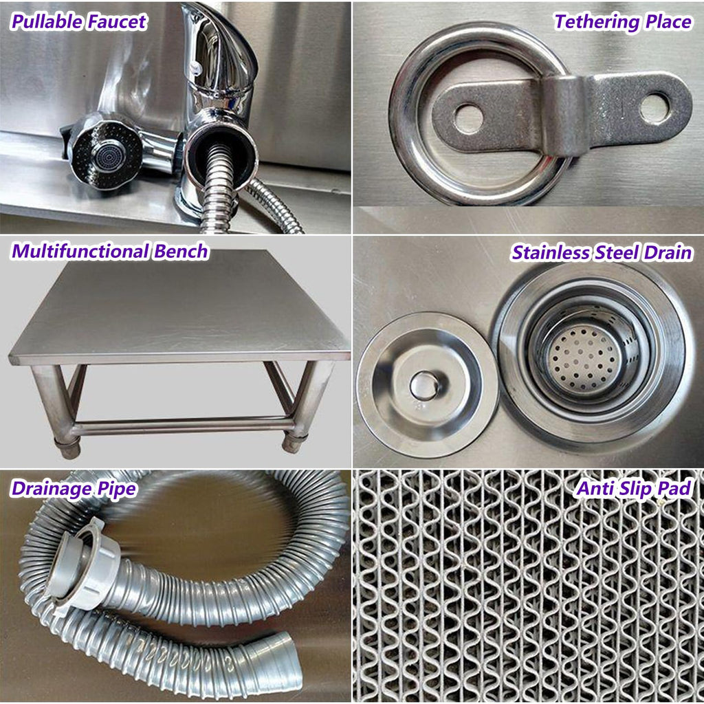 53'' Stainless Steel Pet Grooming Tub with Walk-in Stairs V443