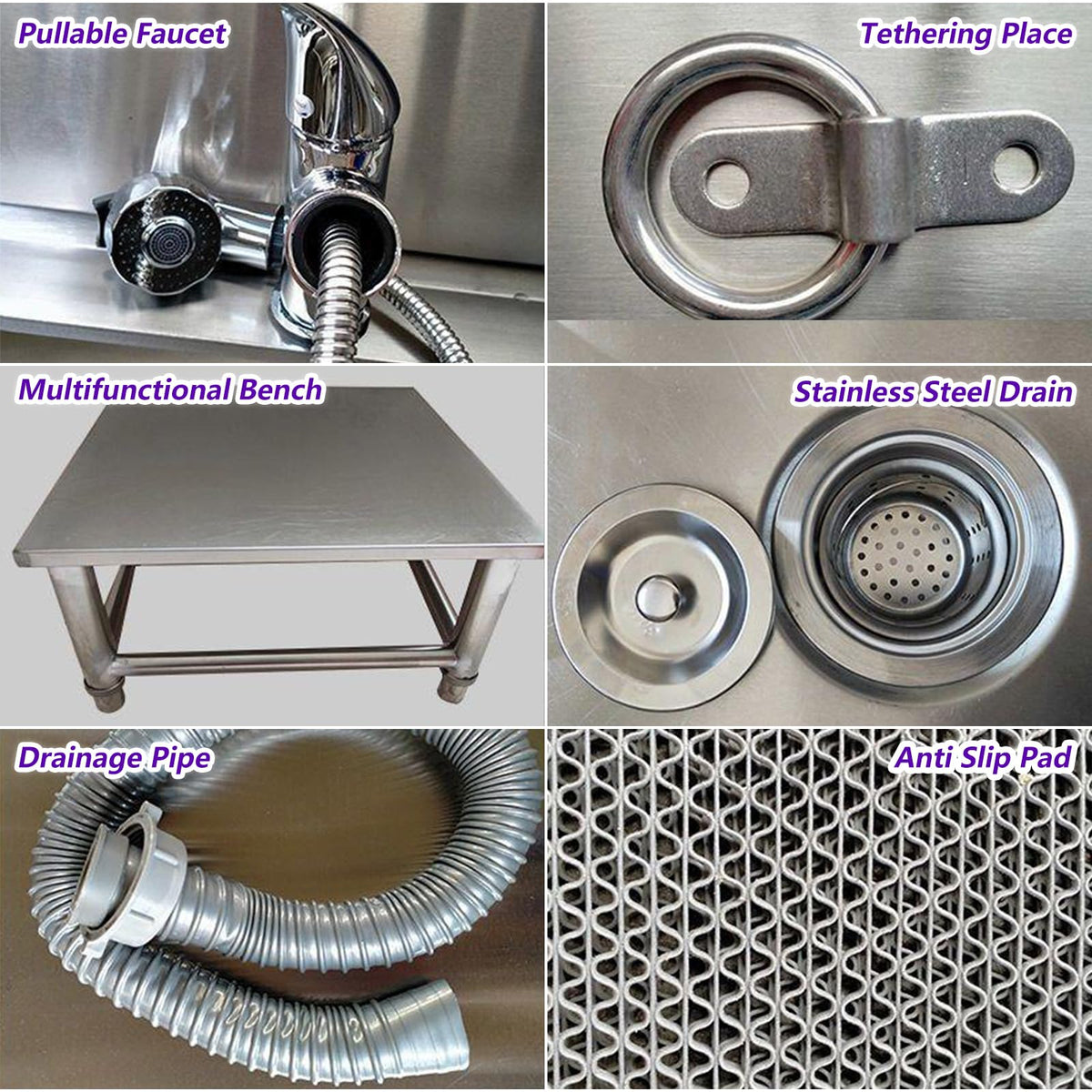 53'' Stainless Steel Pet Grooming Tub with Walk-in Stairs V443