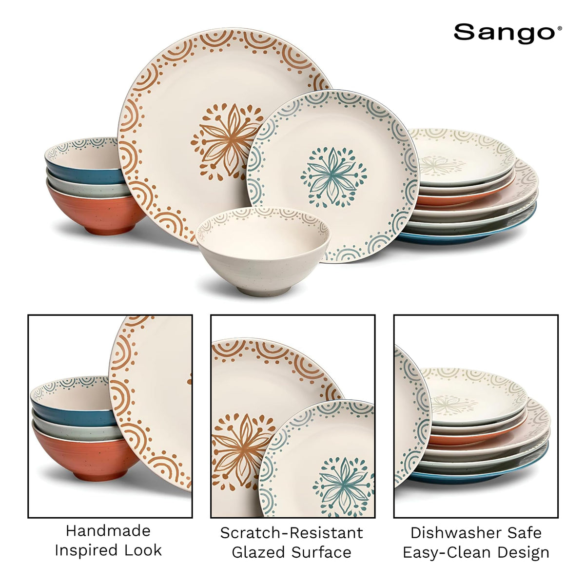 12-Piece Speckled Stoneware Dinnerware Set for 4 K488890