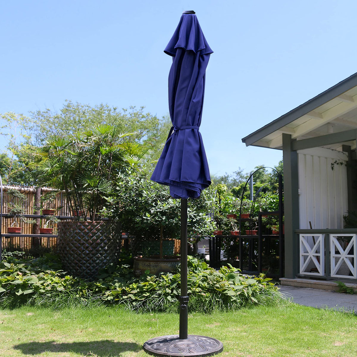 9' Patio Umbrella with 8 Ribs Navy Blue Y7050
