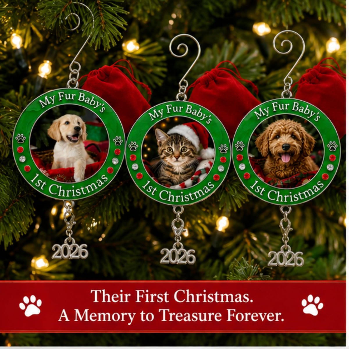 Dog Christmas Photo Ornament 3-Pack 3 Inch Z594860
