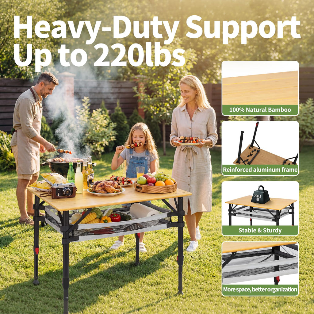 Bamboo Aluminum Folding Camping Table M32633