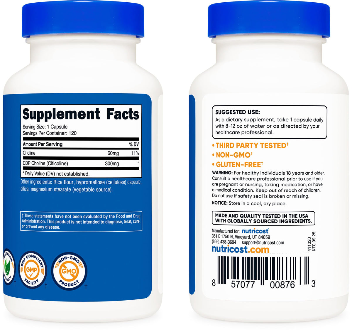 CDP Choline 300mg 120 Vegetarian Capsules K24865