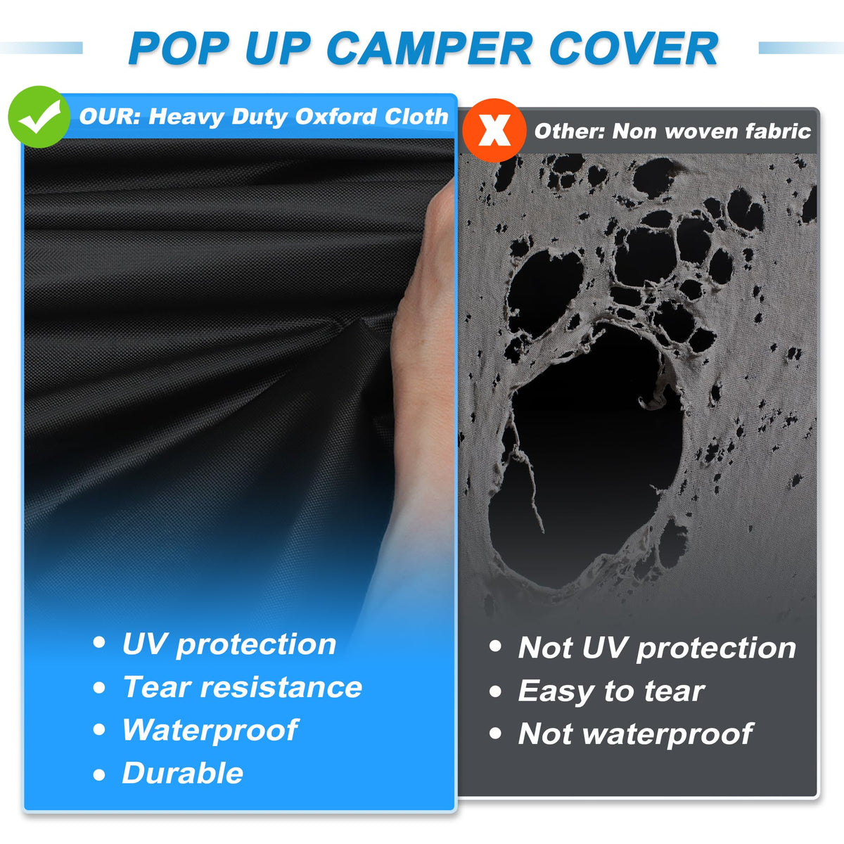 14ft-16ft Heavy Duty Oxford Waterproof Pop-Up Camper Cover Q901972