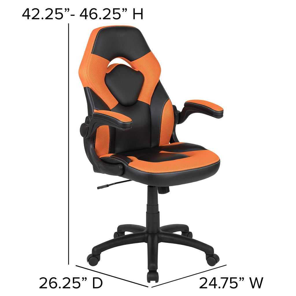 Orange Black Ergonomic Gaming Chair with Flip-up Arms A455378