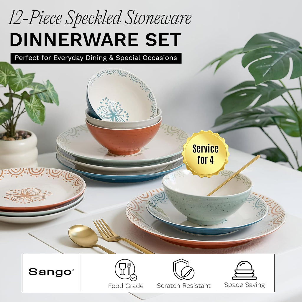 12-Piece Speckled Stoneware Dinnerware Set for 4 K488890