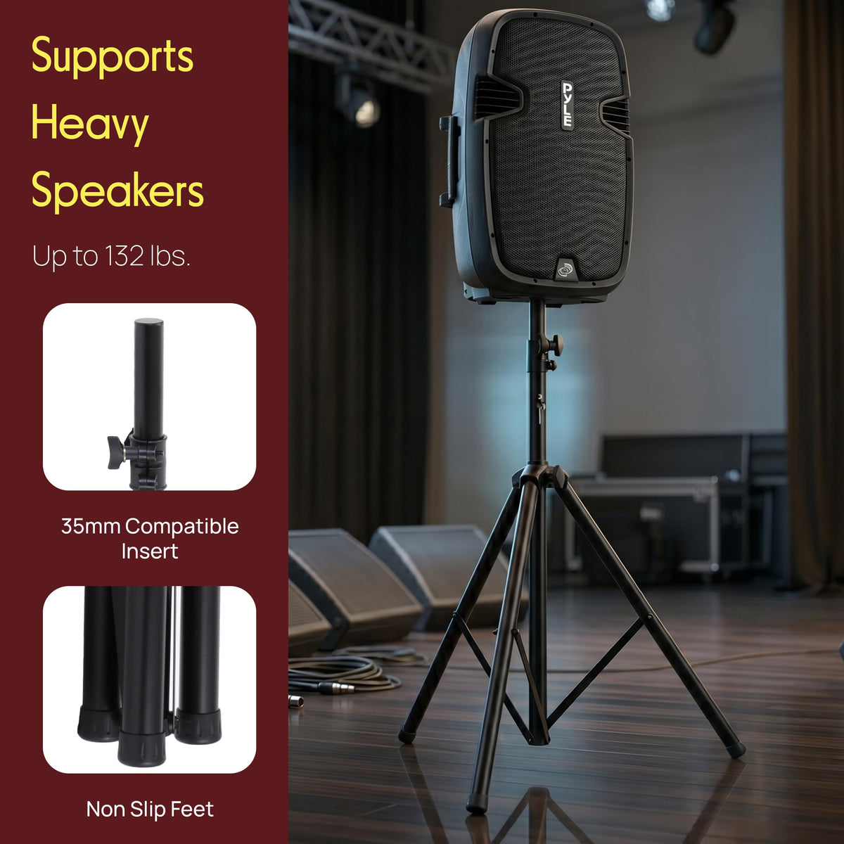 Black Dual Speaker Stand Kit with Storage Bag G848