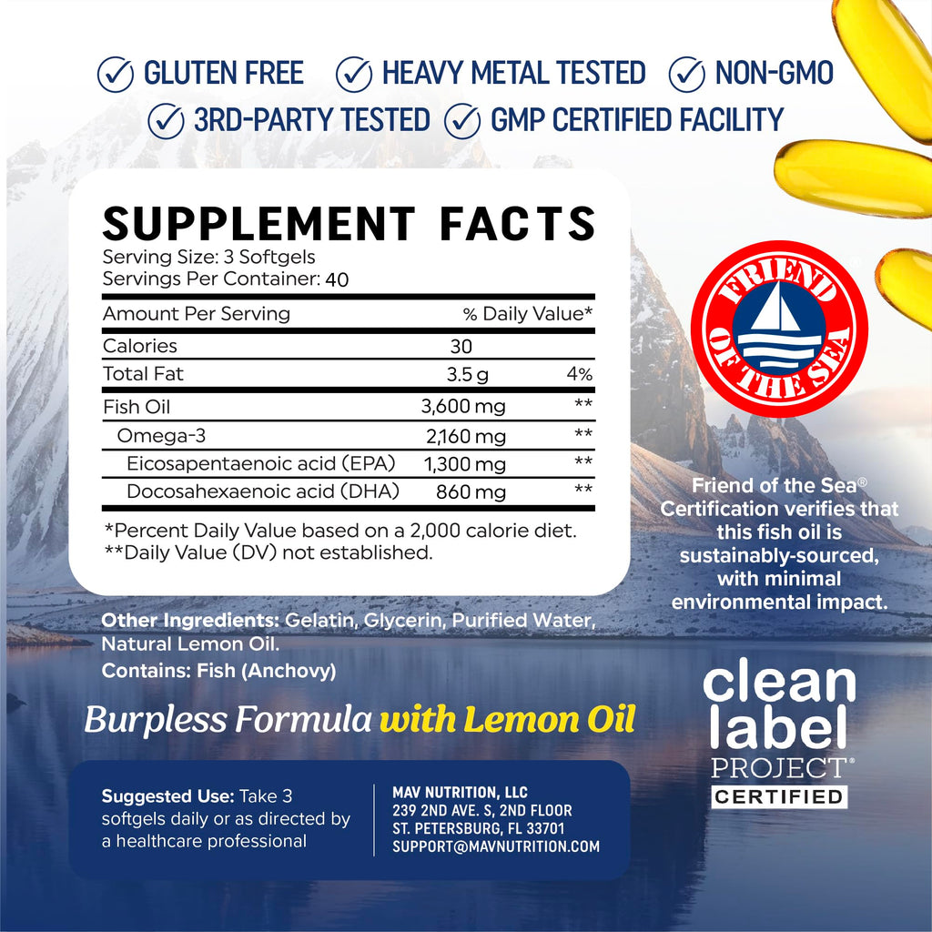 Omega 3 Fish Oil 3600 mg EPA & DHA S2259