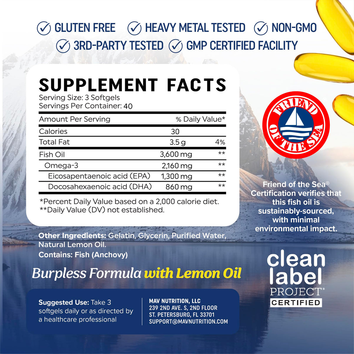 Omega 3 Fish Oil 3600 mg EPA & DHA S2259