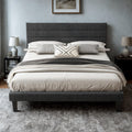 Queen Size Linen Fabric Upholstered Platform Bed Frame N89872