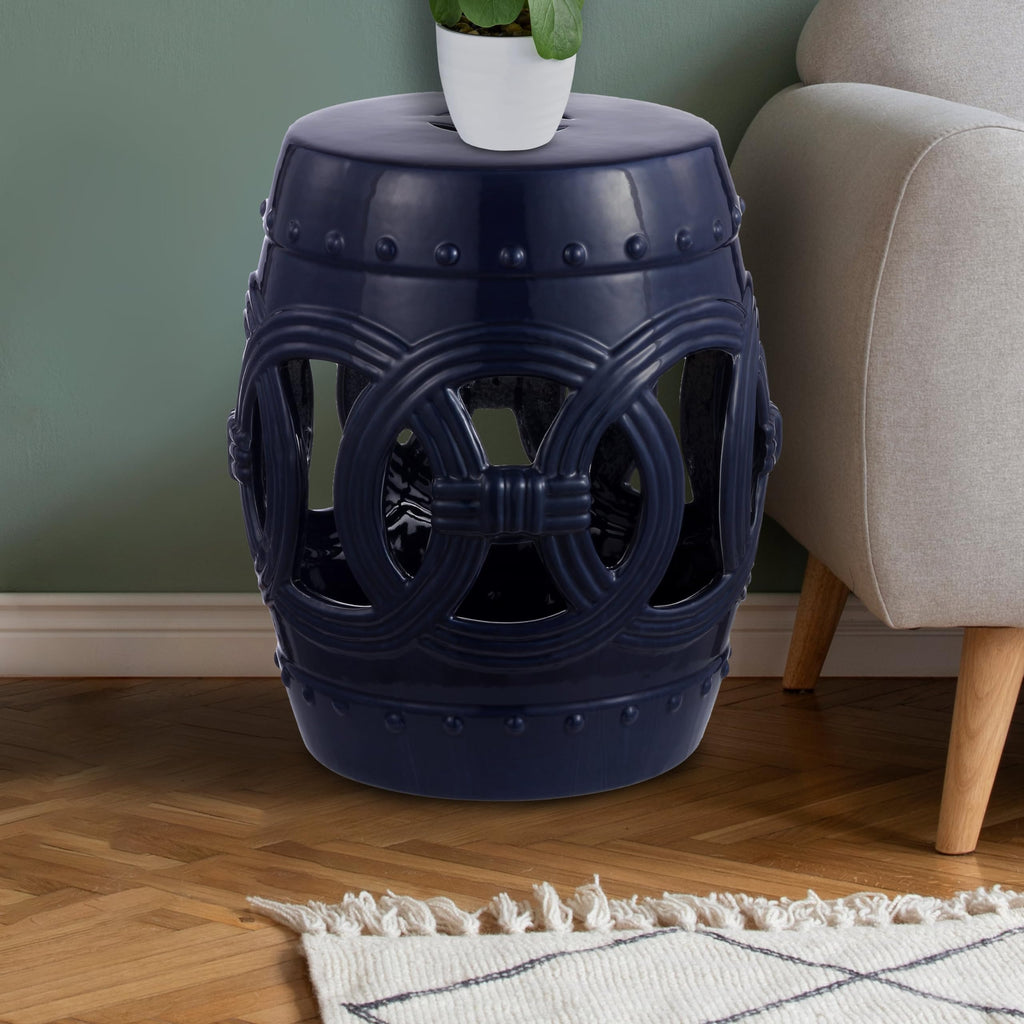Navy Ceramic Garden Stool Side Table X297